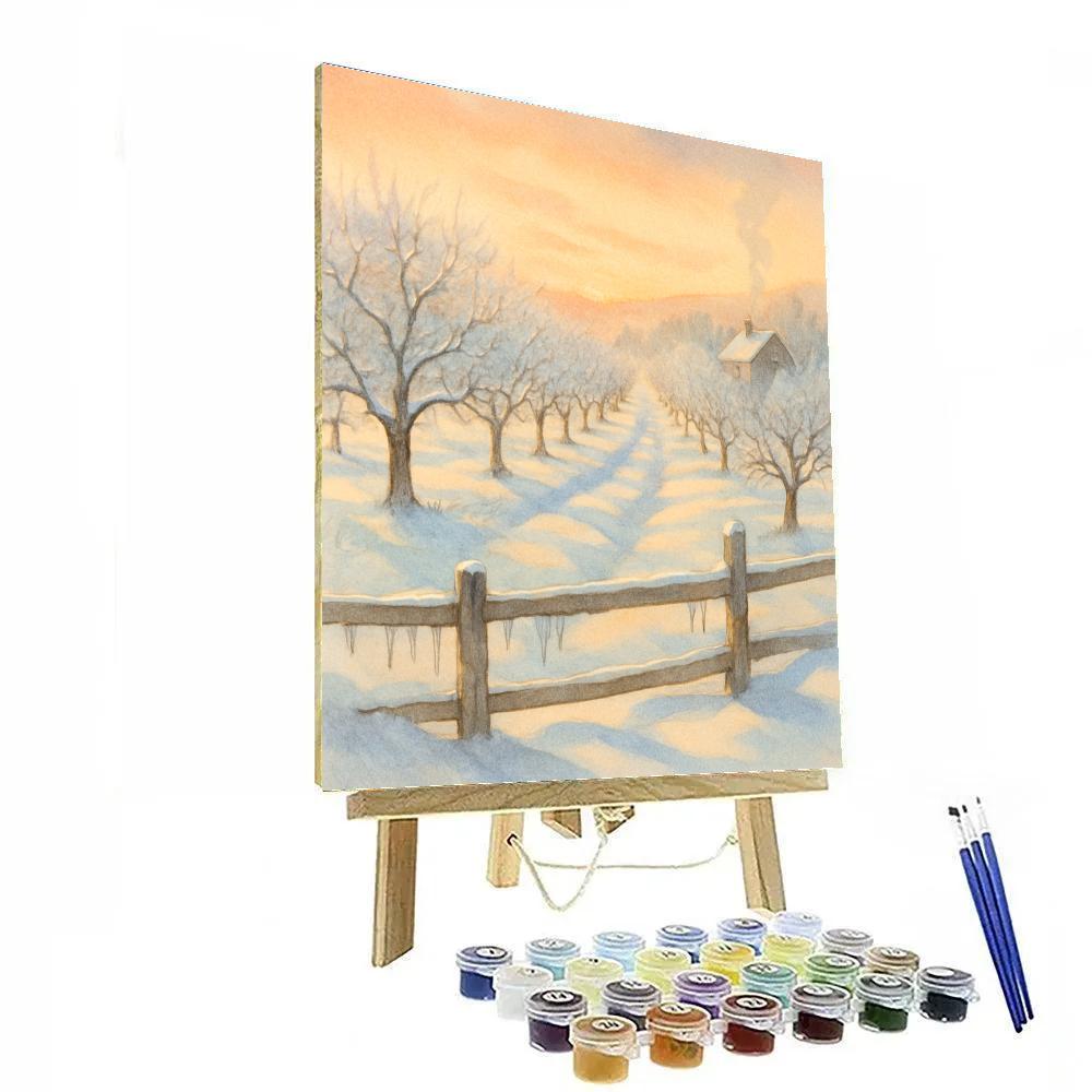 Saffron Sunrise Over The Frozen Orchard Painting by numbers kit