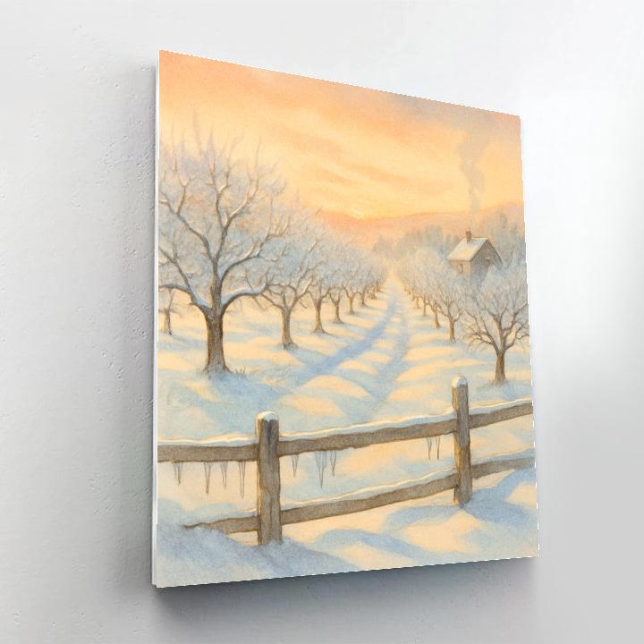 Saffron Sunrise Over The Frozen Orchard Painting by numbers kit