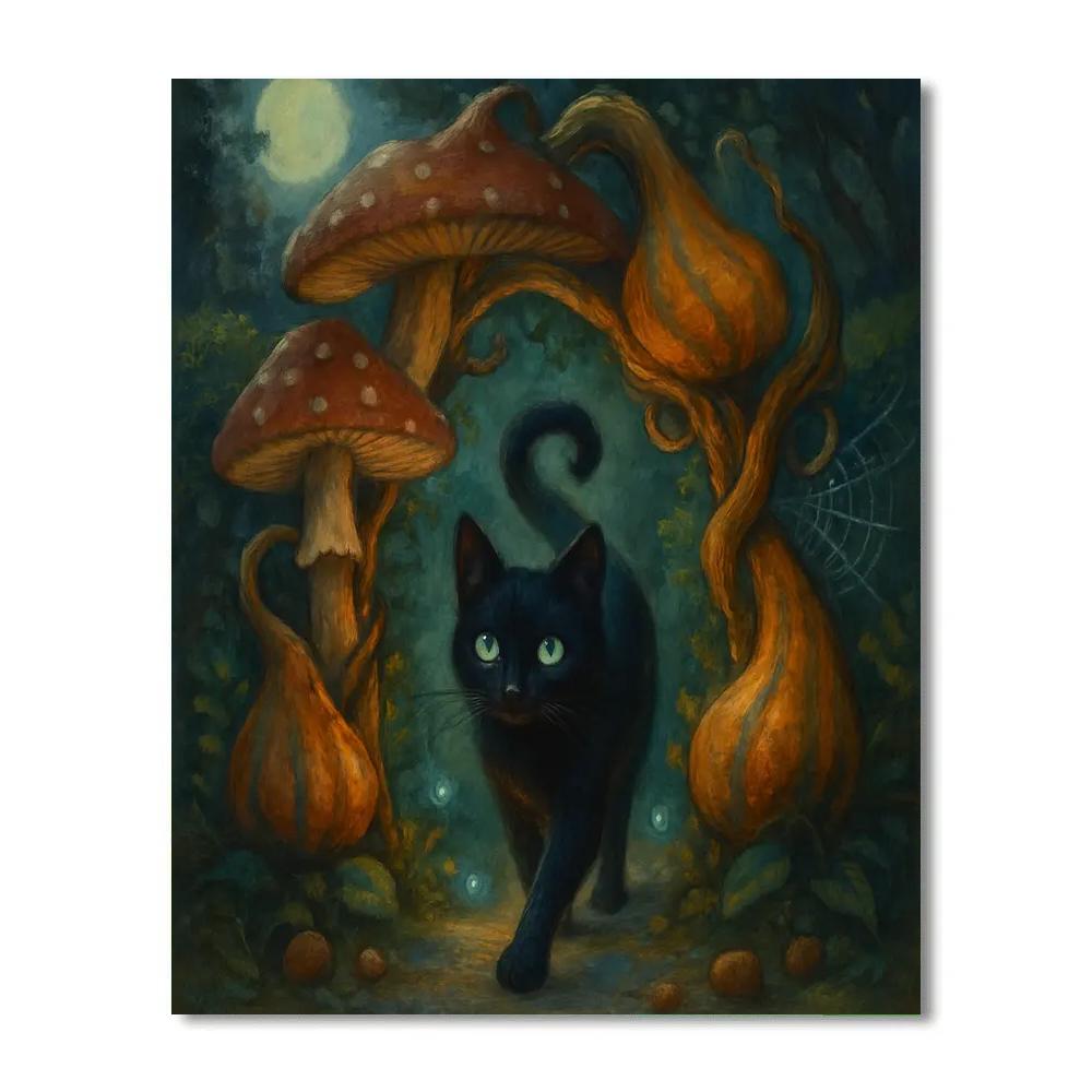 Moonlit Mushroom Gate In The Haunted Garden Painting by numbers kit
