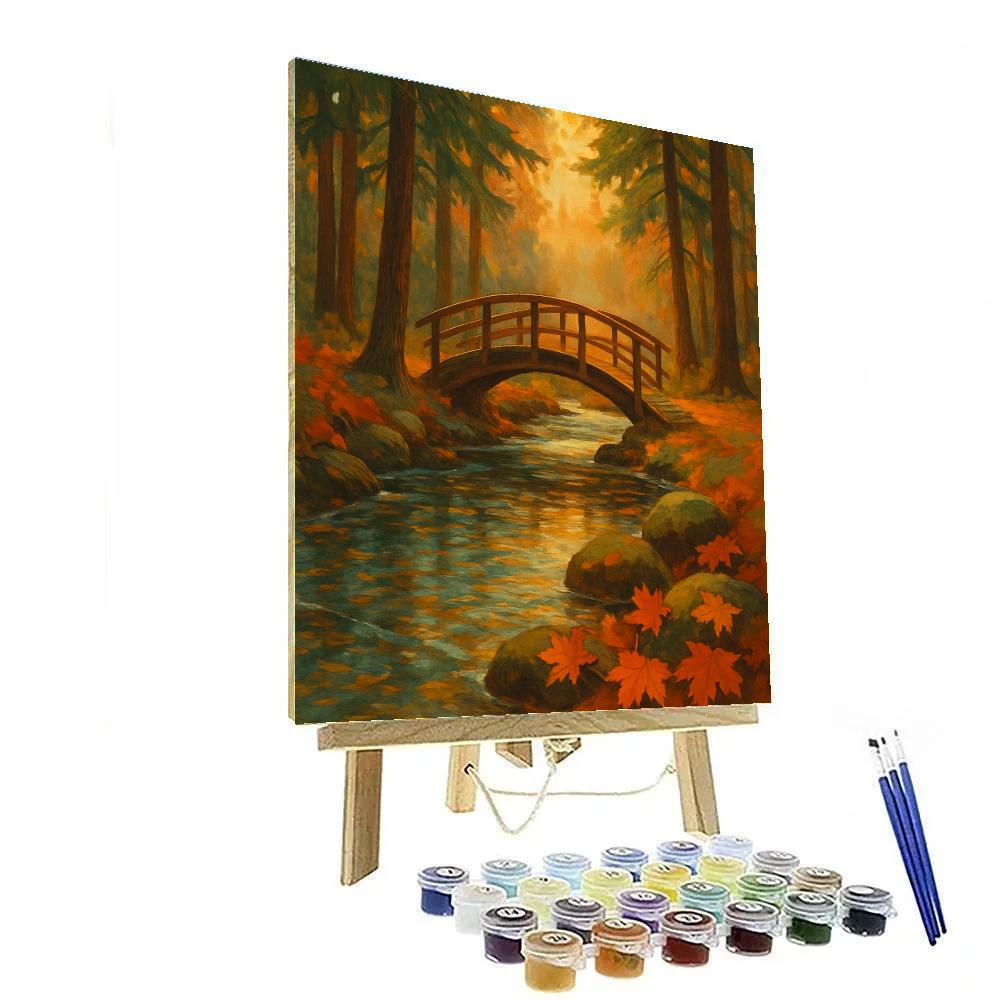 Cedar Creek Footbridge In Autumn Glow Number painting