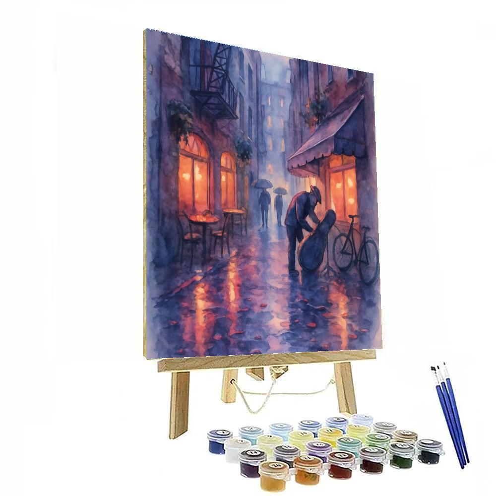 Rainwashed Neon Alley With Quiet Cafes Paint by numbers kits
