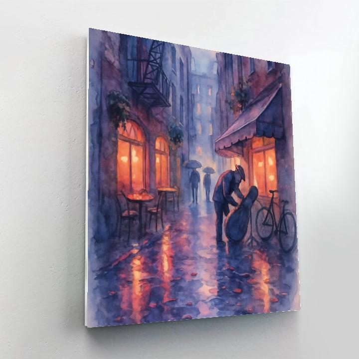 Rainwashed Neon Alley With Quiet Cafes Paint by numbers kits
