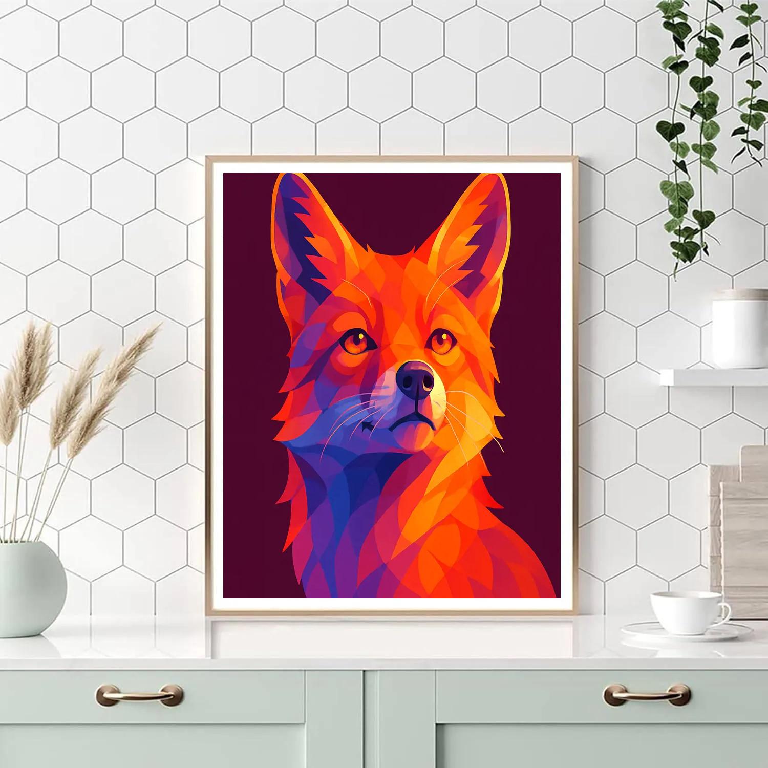 Sunset Glass Fox Numbered painting kits