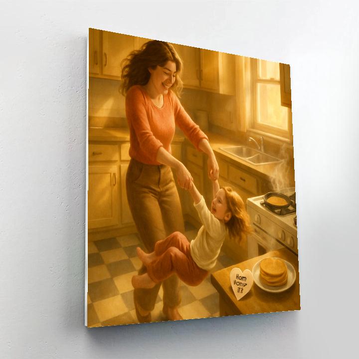 Kitchen Dance While Pancakes Steam Number painting