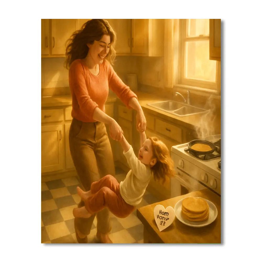 Kitchen Dance While Pancakes Steam Number painting