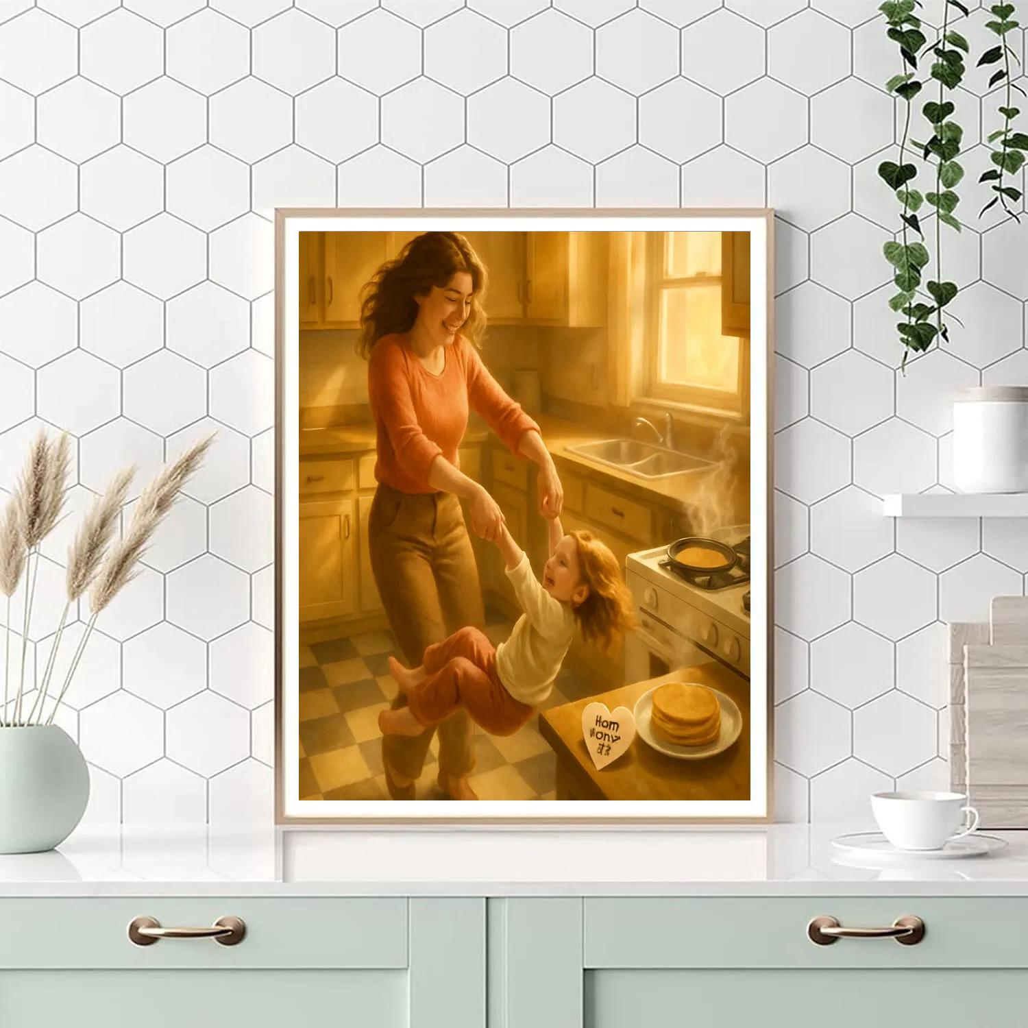 Kitchen Dance While Pancakes Steam Number painting