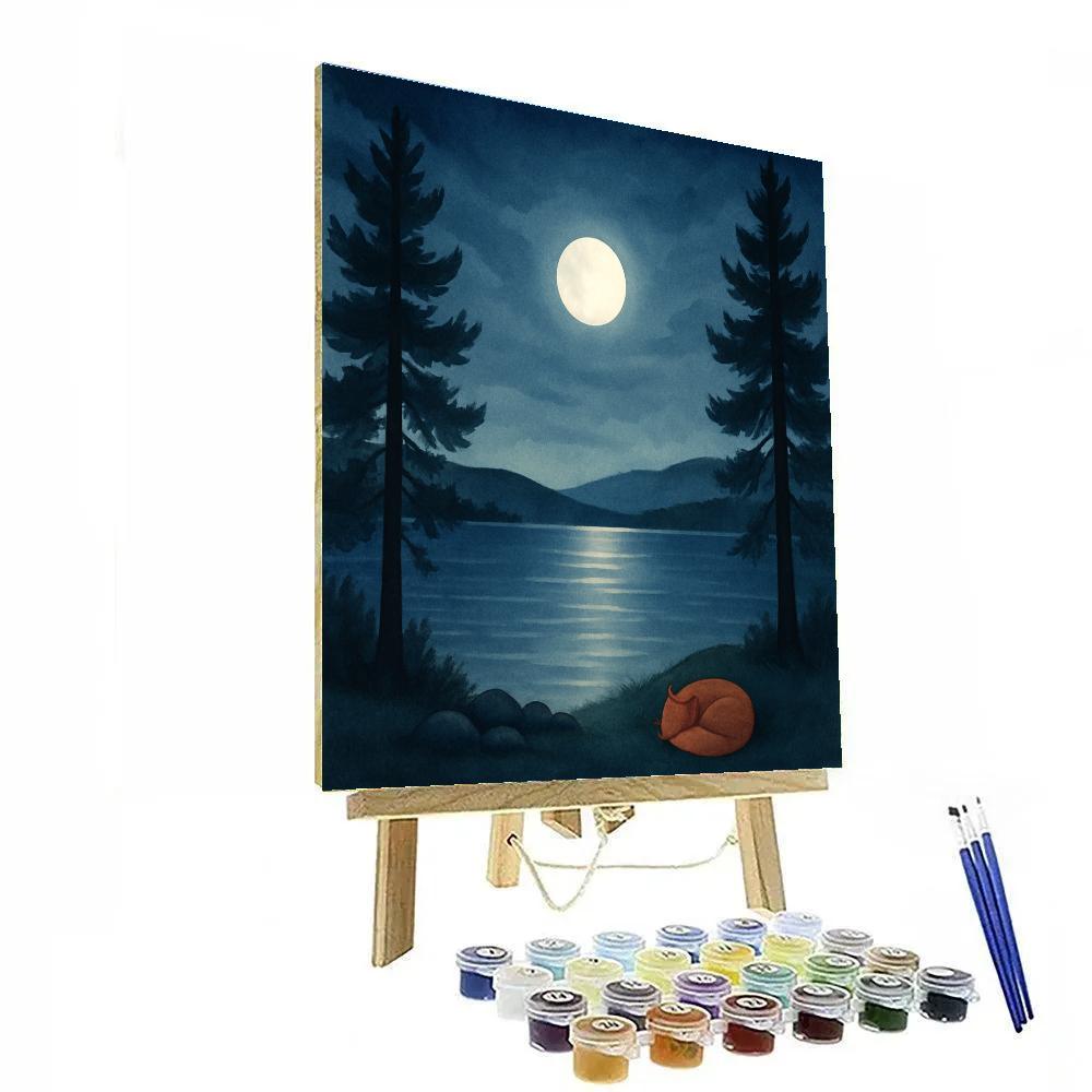 Moonlit Pines And Silver Water paint by color