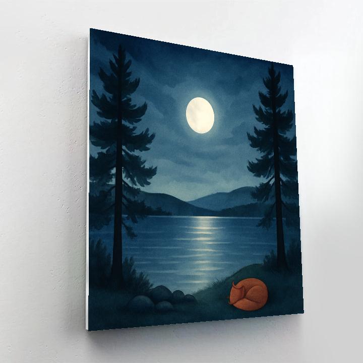 Moonlit Pines And Silver Water paint by color