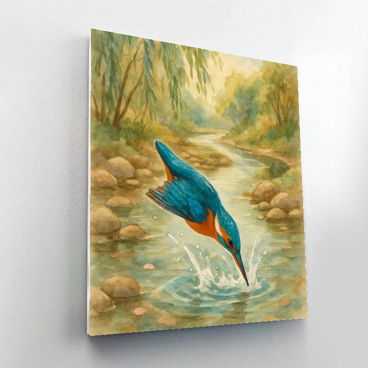 Kingfisher Splash In A Quiet Willow Bend Painting by numbers kit