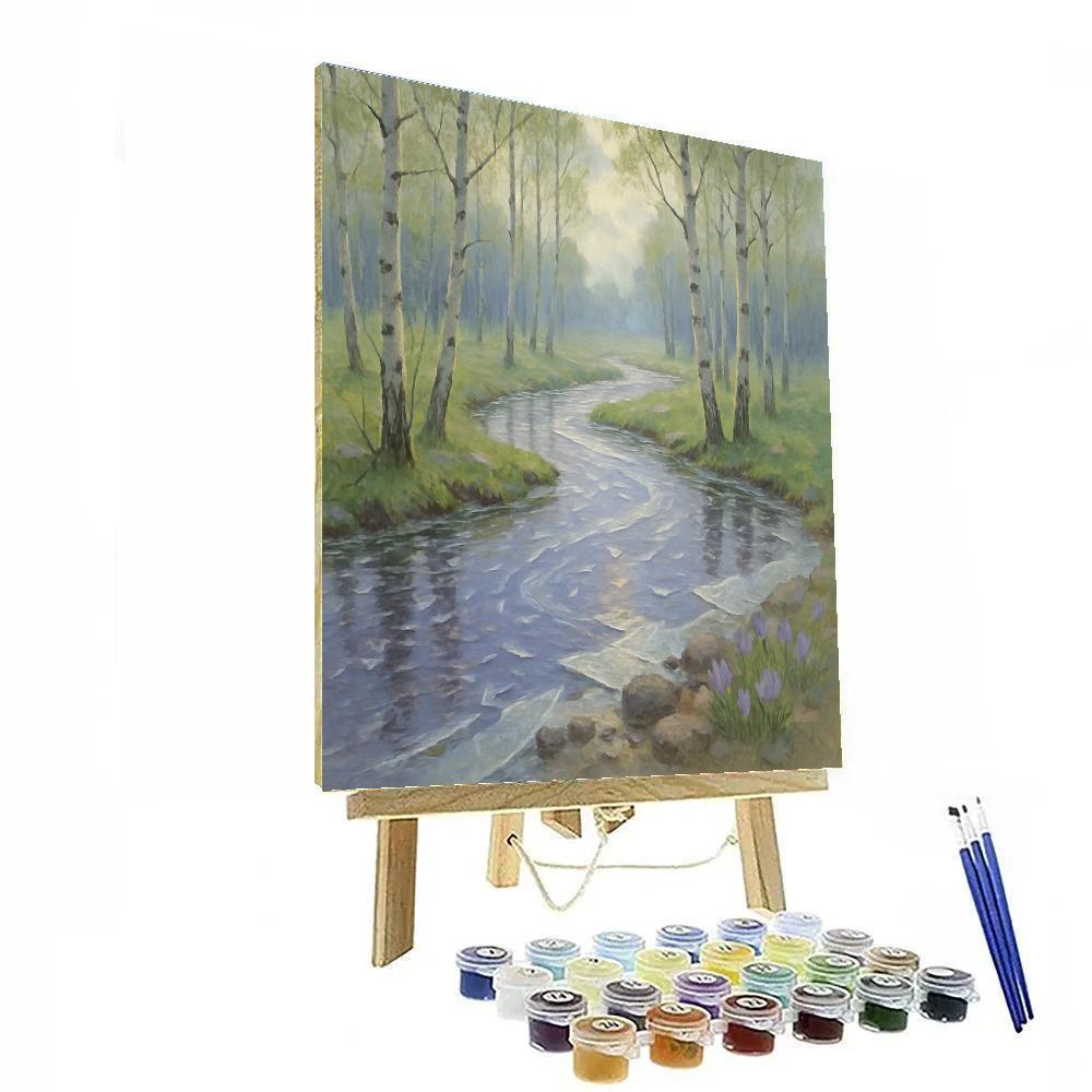 Spring Melt River Through Birch Grove Number painting