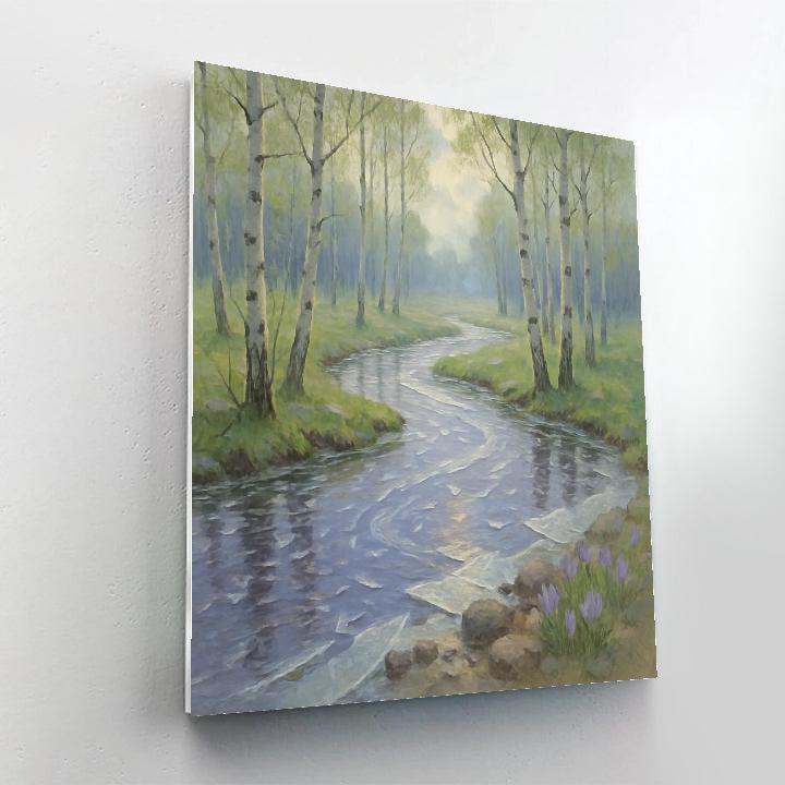 Spring Melt River Through Birch Grove Number painting