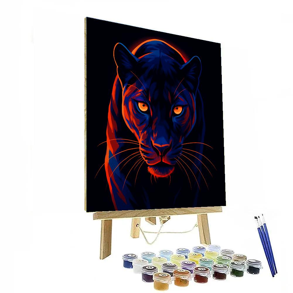 Cosmic Ember Panther Number painting