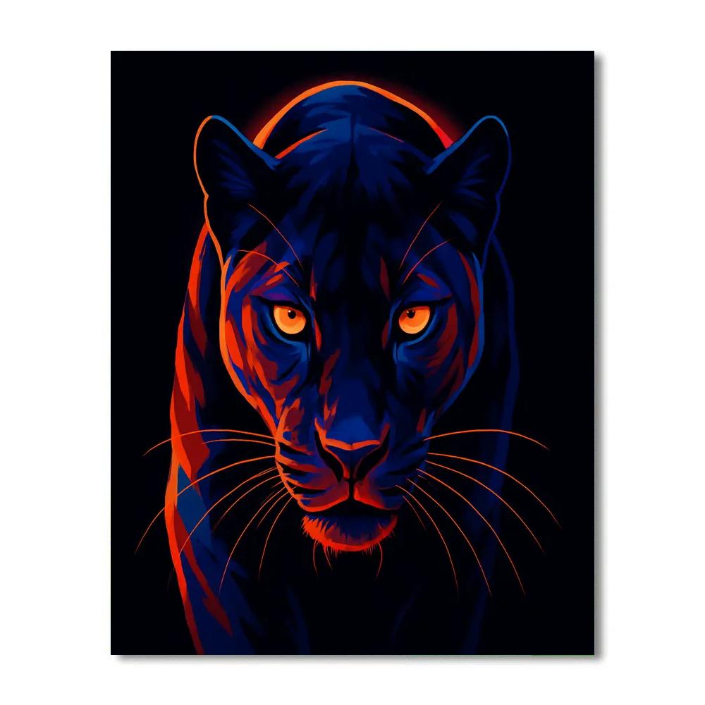 Cosmic Ember Panther Number painting