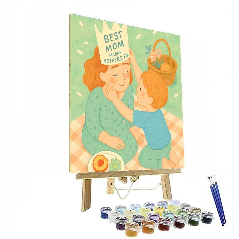Mothers Day Picnic With Paper Crown Number painting