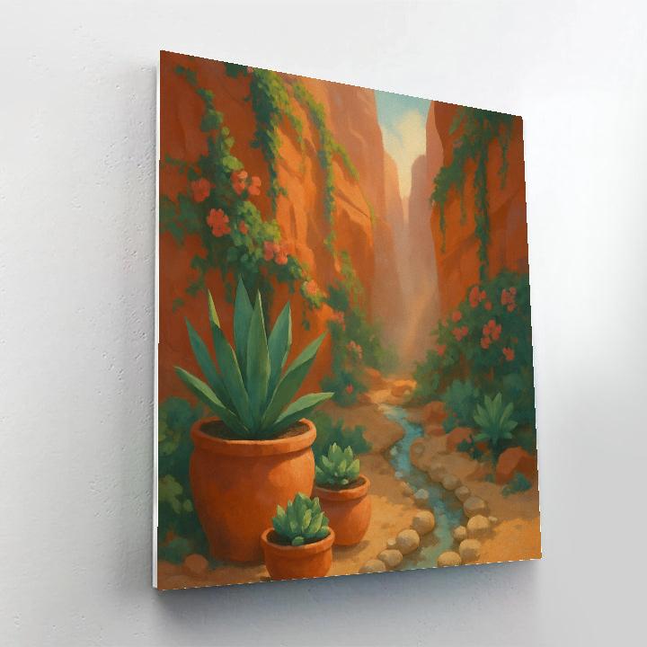 Terracotta Canyon Garden Oasis Number painting