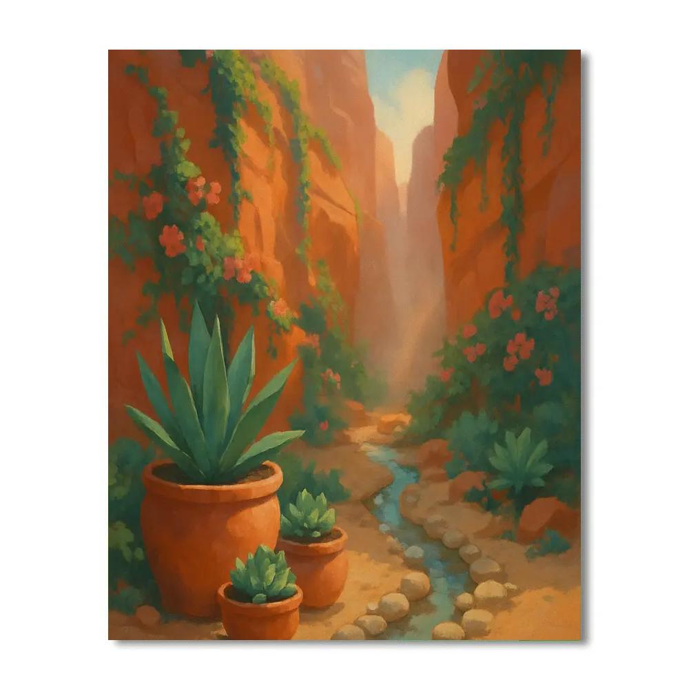 Terracotta Canyon Garden Oasis Number painting