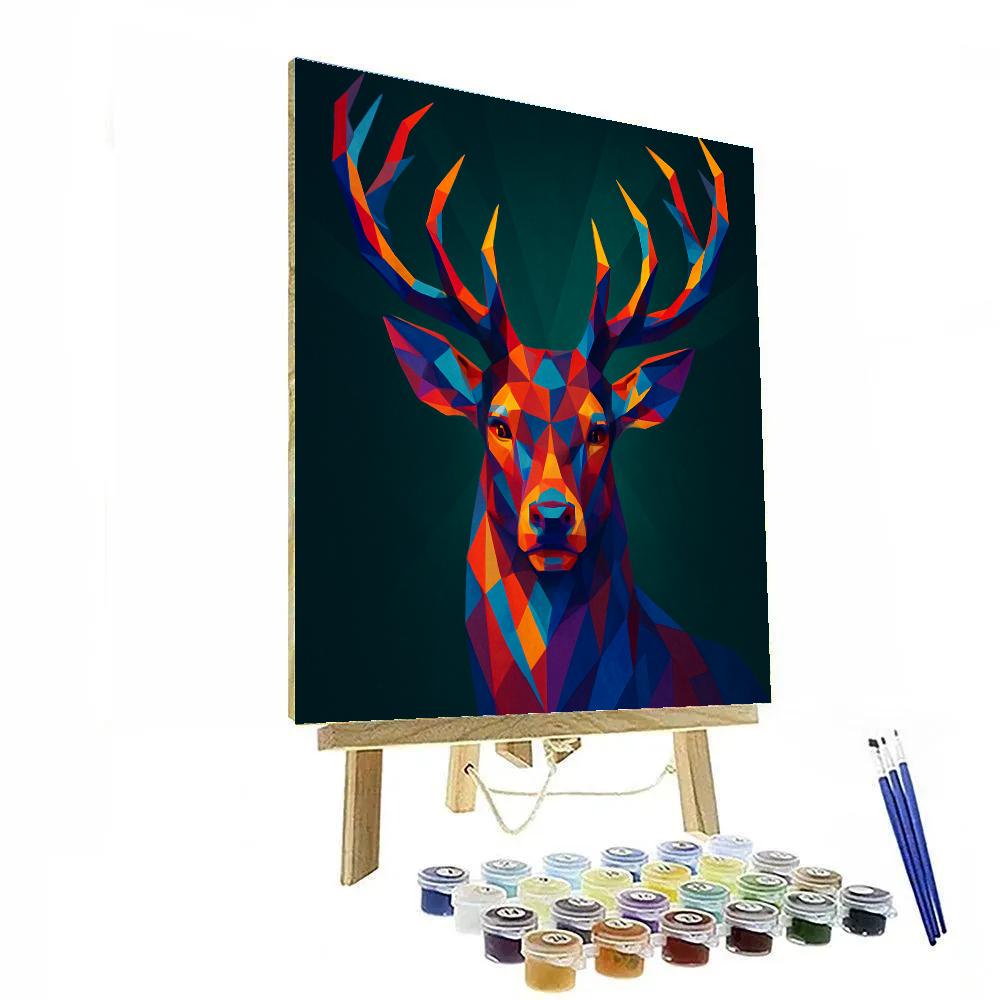 Kaleidoscope Stag Guardian Number painting