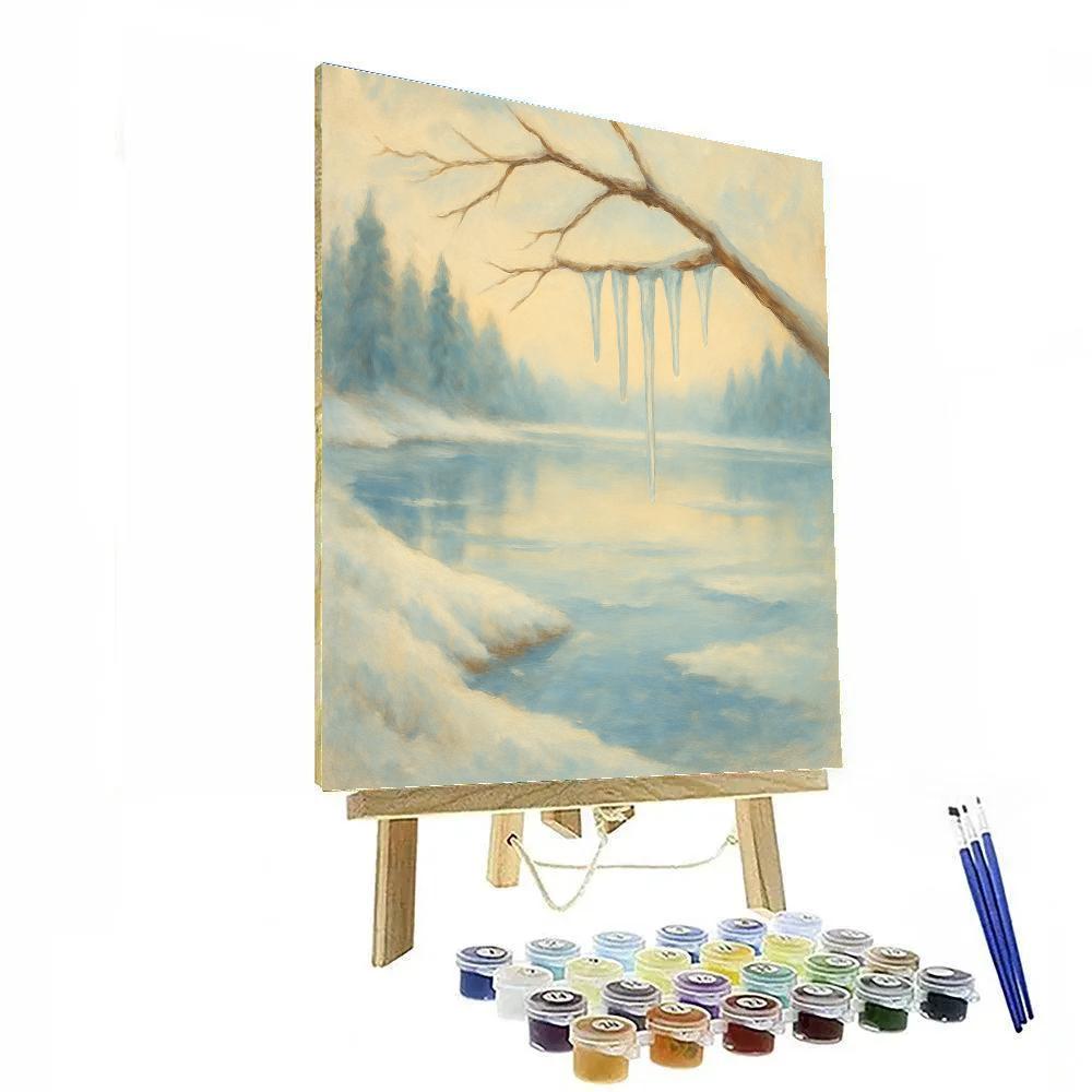 Winter Shoreline With Silent Icicles DIY paint by numbers