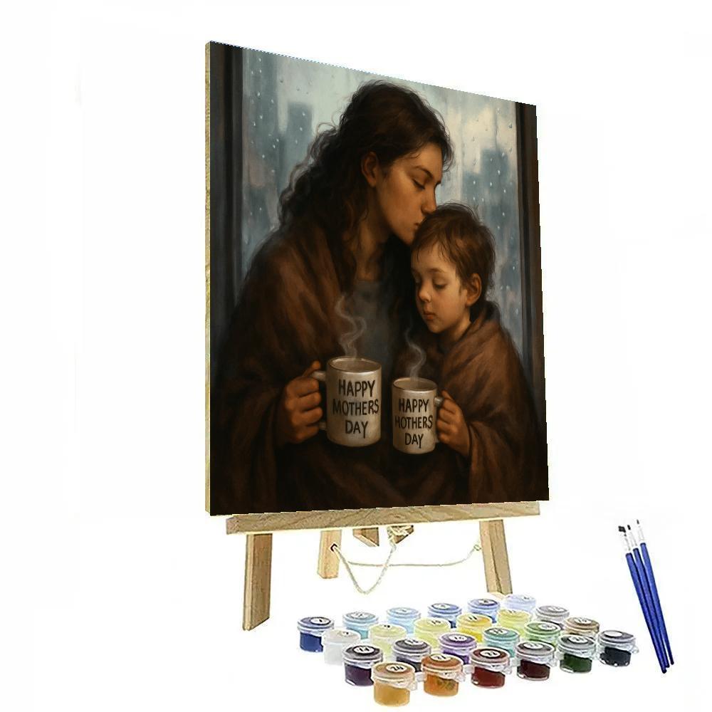 Rainy Window Hug And Warm Cocoa DIY paint by numbers