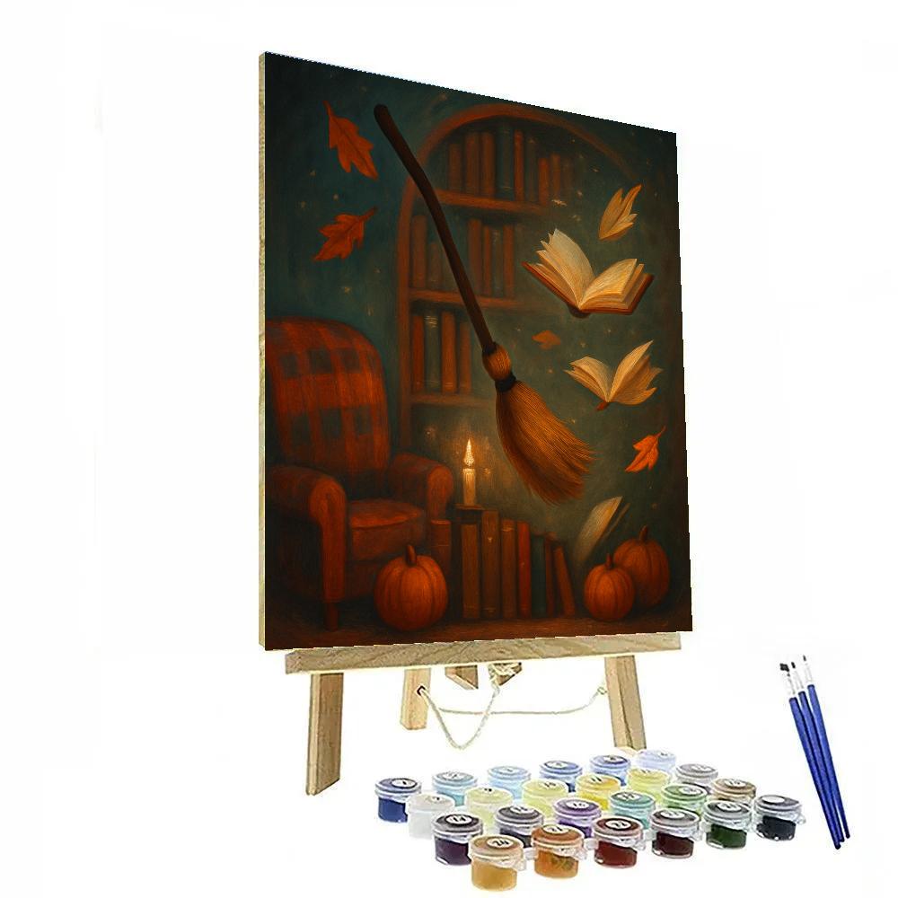 The Library Of Floating Brooms And Falling Leaves Numbered painting kits