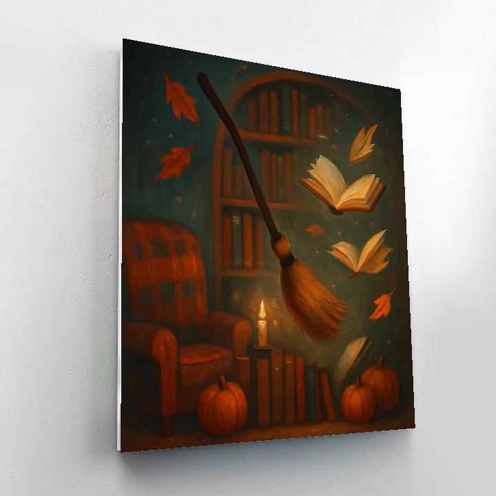 The Library Of Floating Brooms And Falling Leaves Numbered painting kits