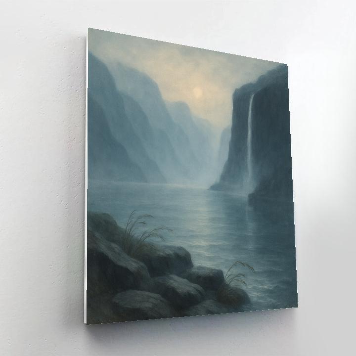 Foggy Fjord Morning With Waterfall Veil Paint by numbers kits