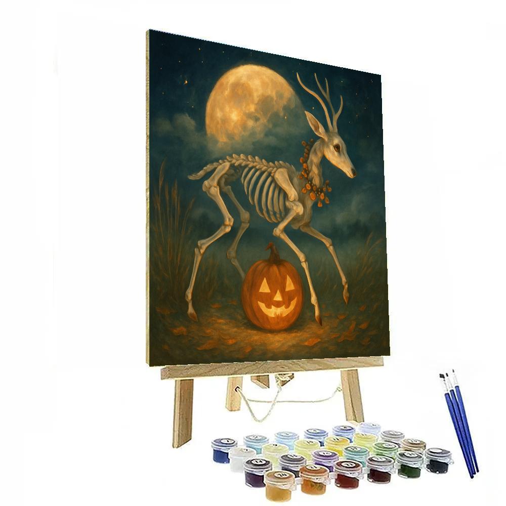 Harvest Moon Carousel Of Friendly Skeleton Deer painting number kit
