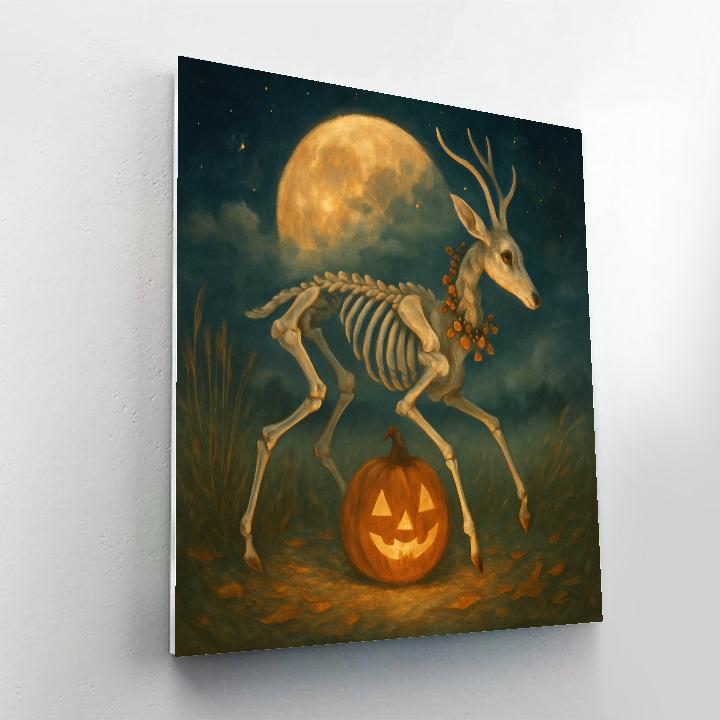 Harvest Moon Carousel Of Friendly Skeleton Deer painting number kit