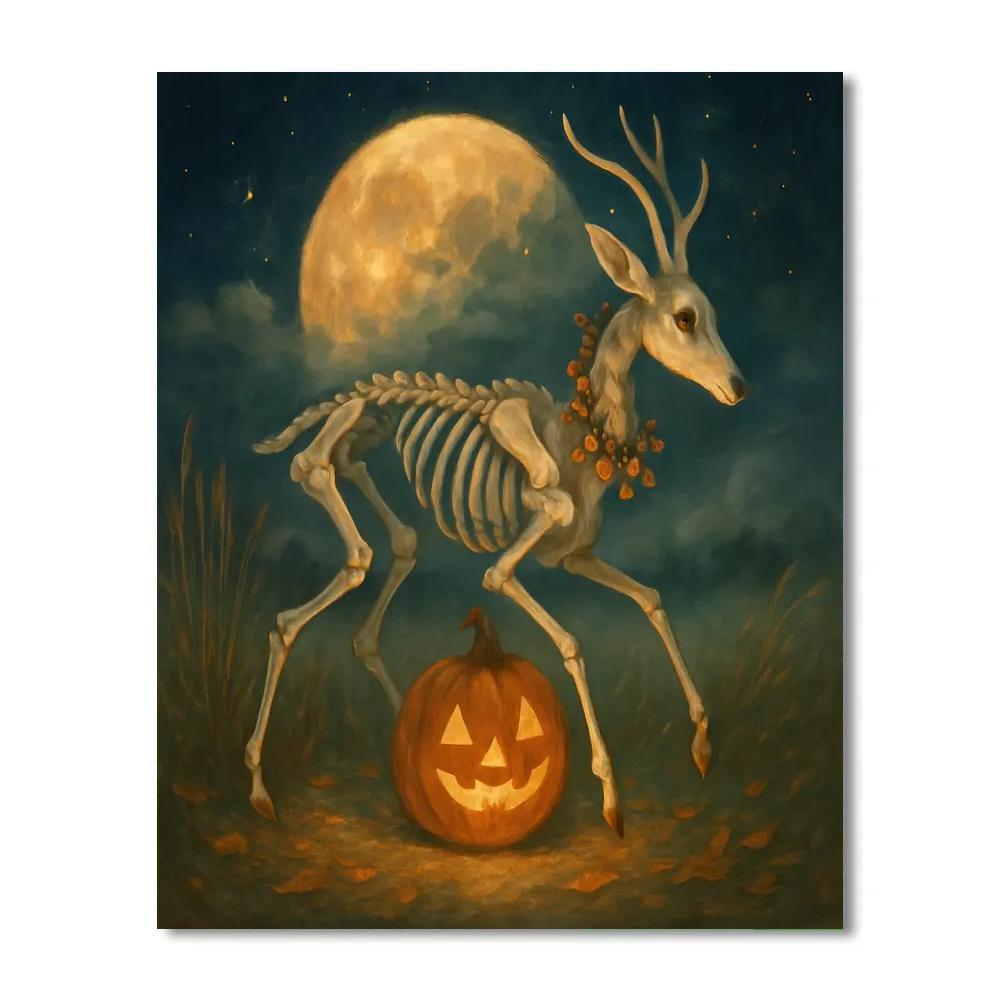Harvest Moon Carousel Of Friendly Skeleton Deer painting number kit