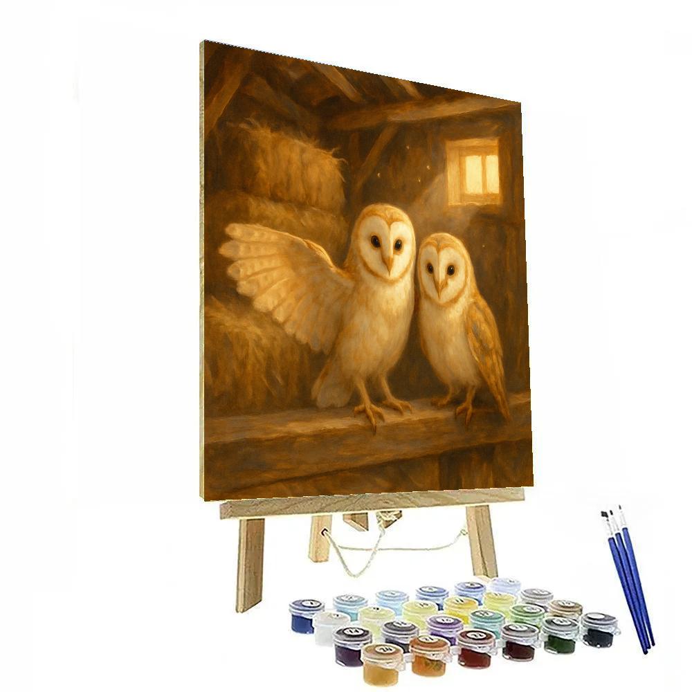Barn Owls In The Hayloft Stillness Numbered painting kits