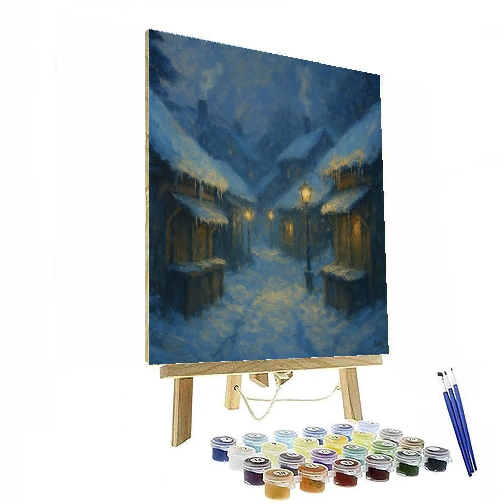 Winter Market Lane At Blue Hour paint by color
