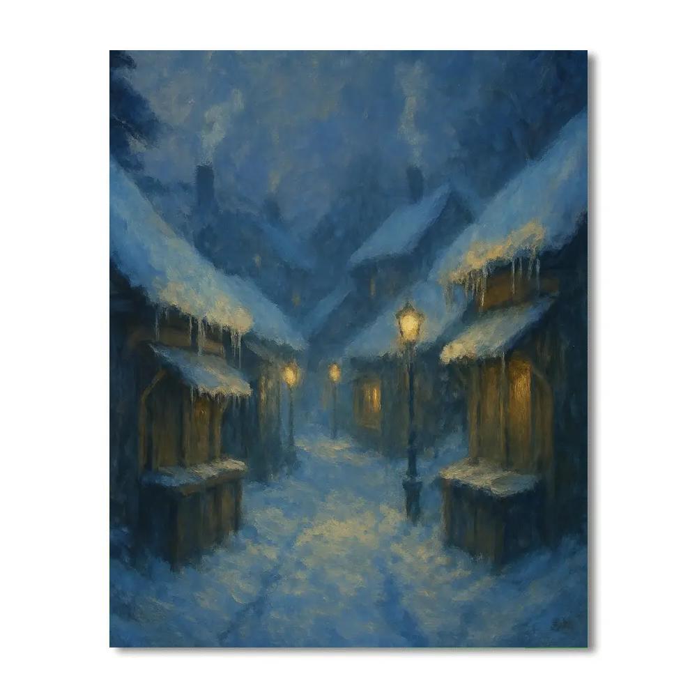 Winter Market Lane At Blue Hour paint by color