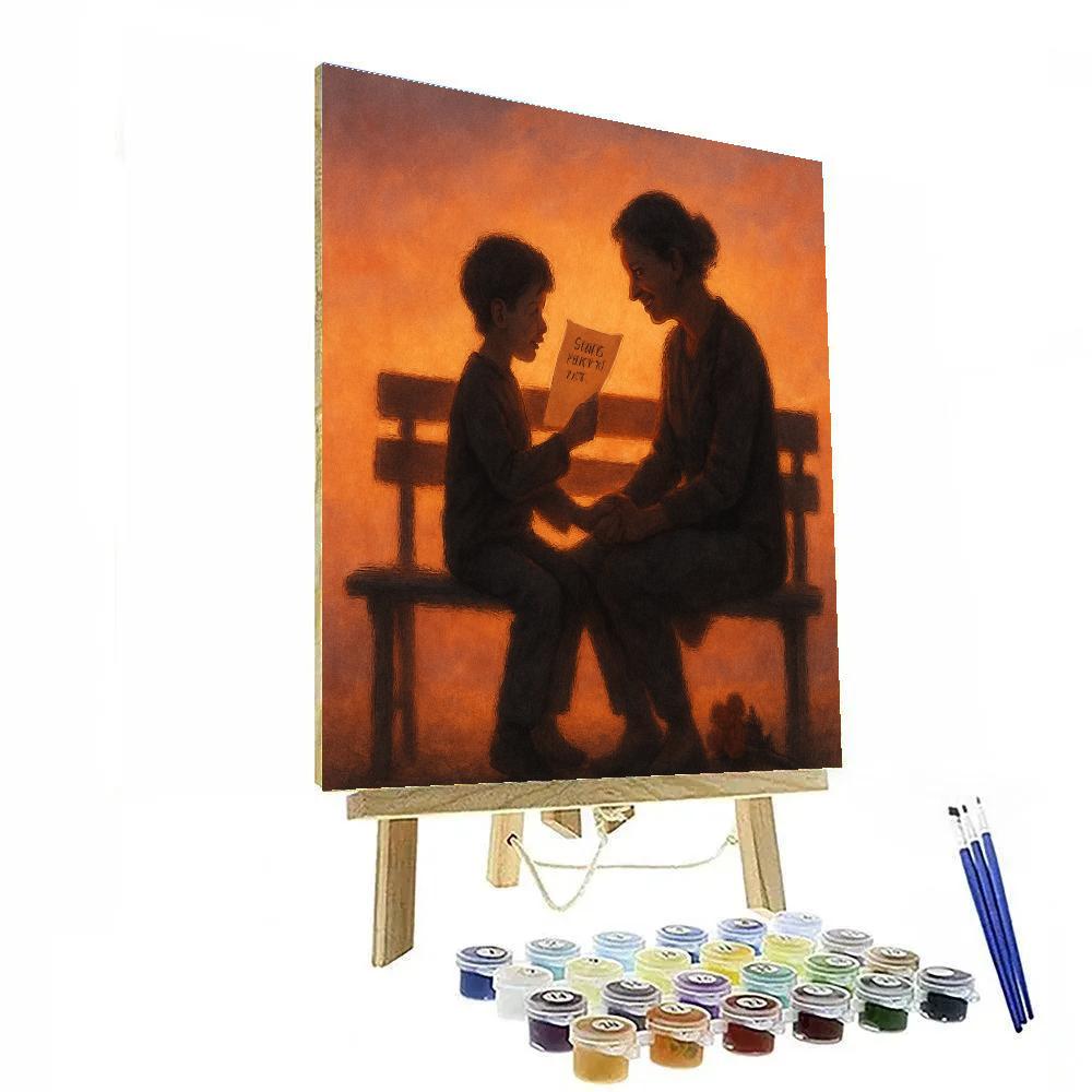 Sunset Bench And Mothers Day Letter painting number kit