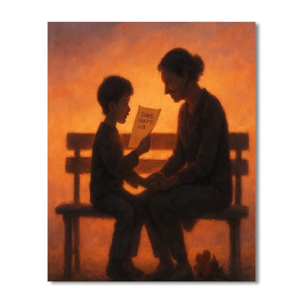 Sunset Bench And Mothers Day Letter painting number kit