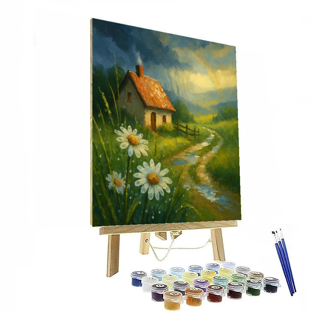 Cottage Meadow Under Summer Storm Break paint by numbers