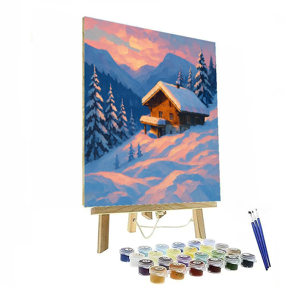 Alpine Chalet Beneath A Rose Gold Cloudbreak DIY paint by numbers