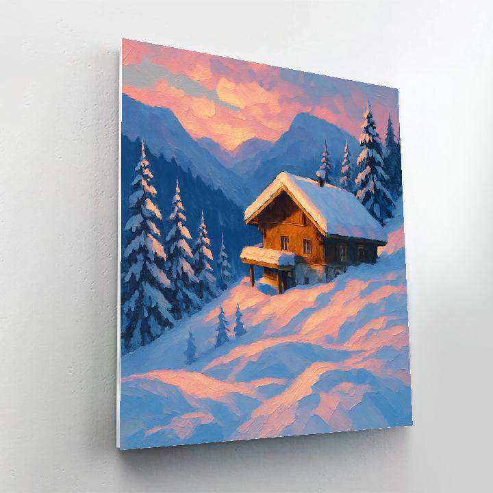 Alpine Chalet Beneath A Rose Gold Cloudbreak DIY paint by numbers