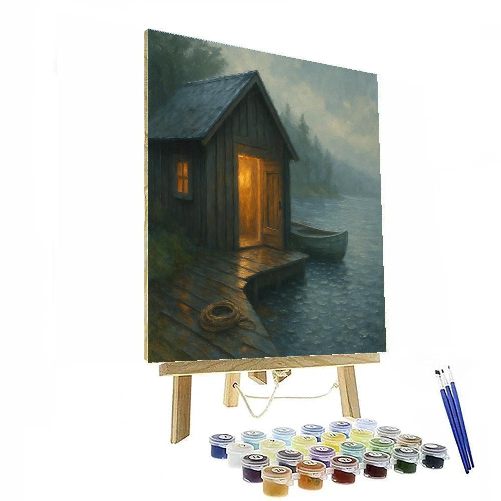 Rainy Day Boathouse And Soft Reflections Paint by numbers kits