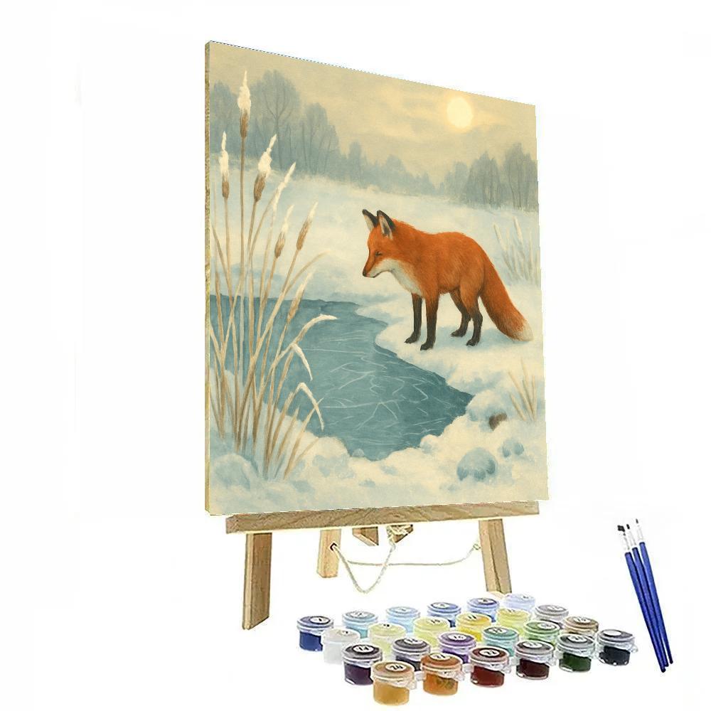 Fox At The Frosted Reed Pond paint by color