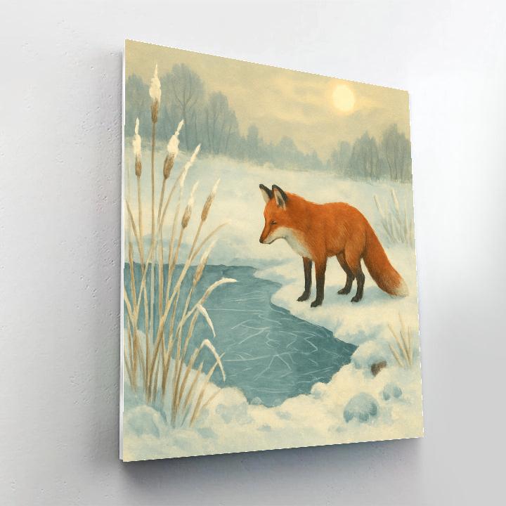 Fox At The Frosted Reed Pond paint by color