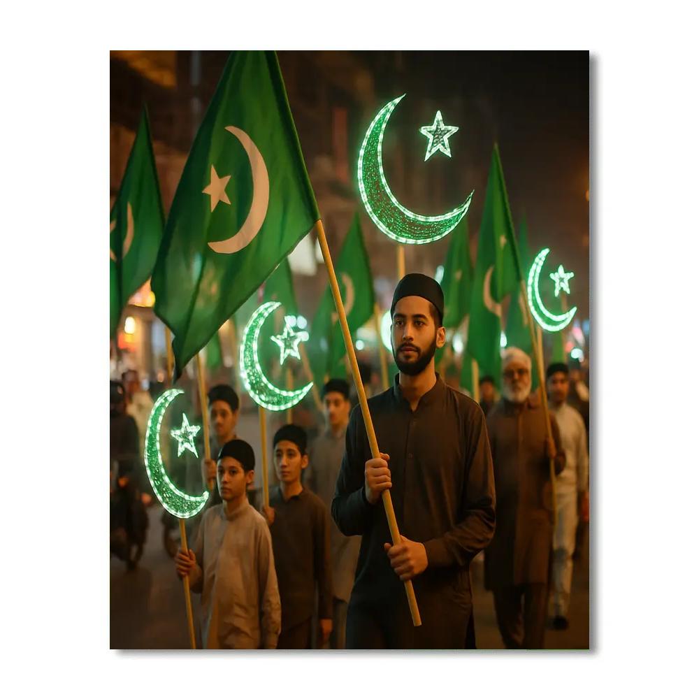 Eid Milad Un Nabi Procession Lahore paint by color