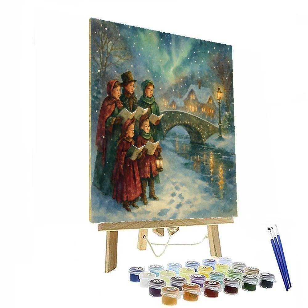 Starlit Carolers By The Bridge Paint by numbers kits