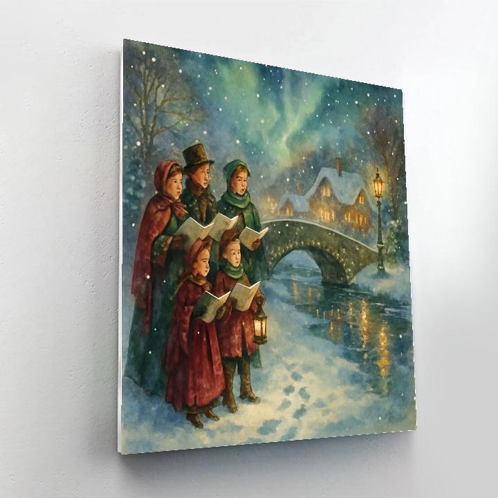 Starlit Carolers By The Bridge Paint by numbers kits