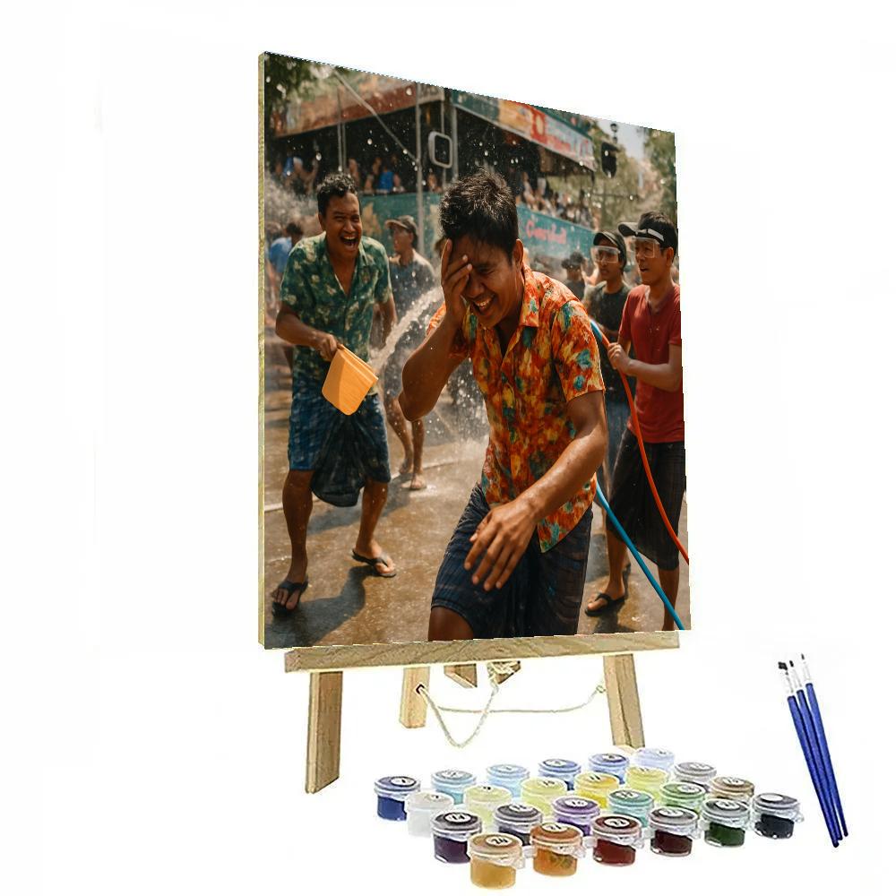 Thingyan Water Festival Yangon Street Painting by numbers kit