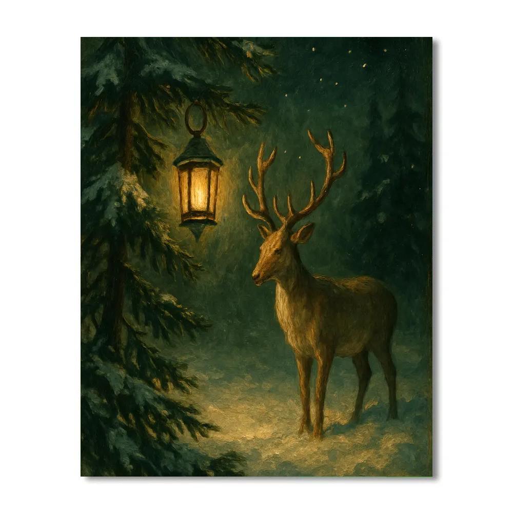 Reindeer Lantern Grove painting number kit