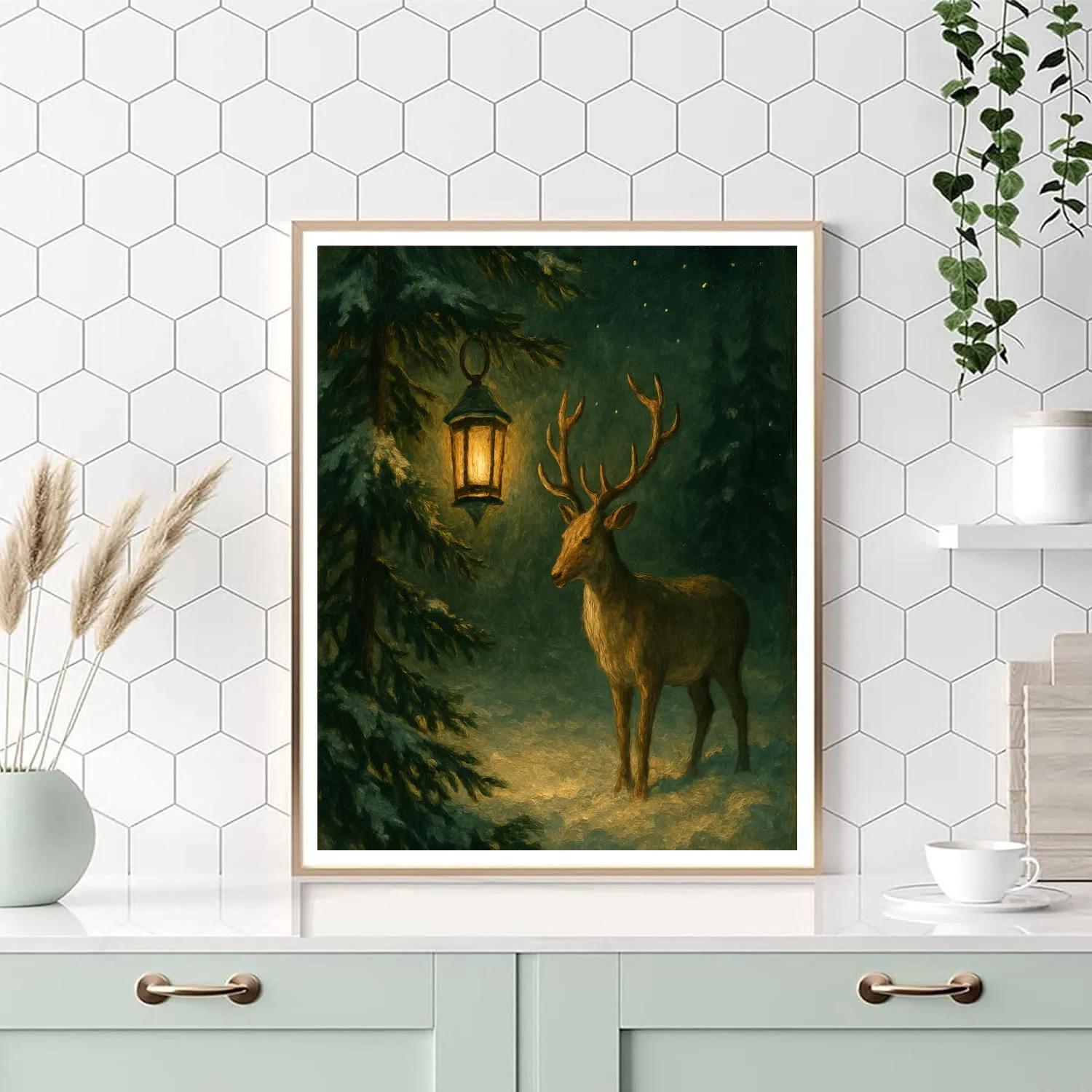 Reindeer Lantern Grove painting number kit