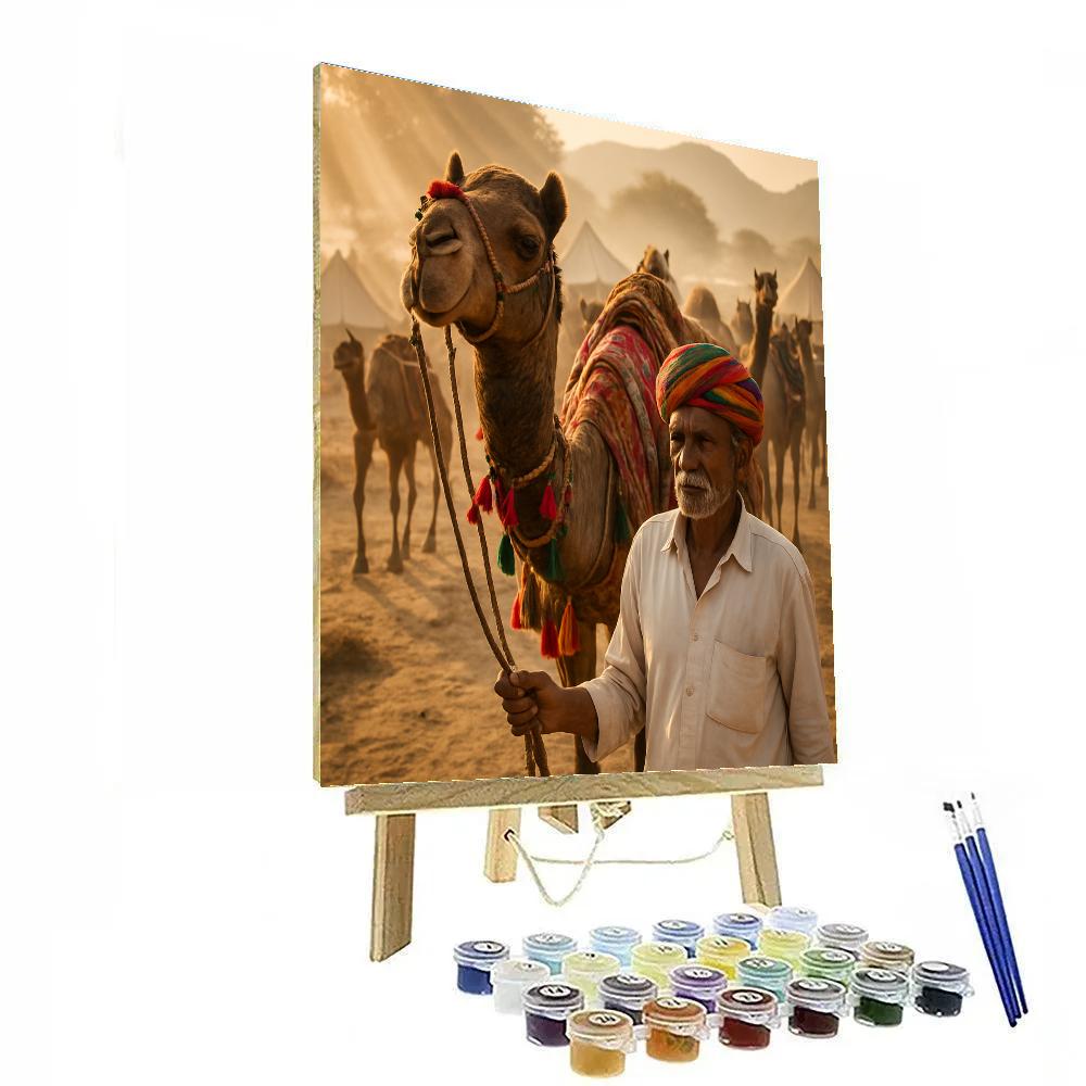 Pushkar Camel Fair Morning Dust Rajasthan Painting by numbers kit