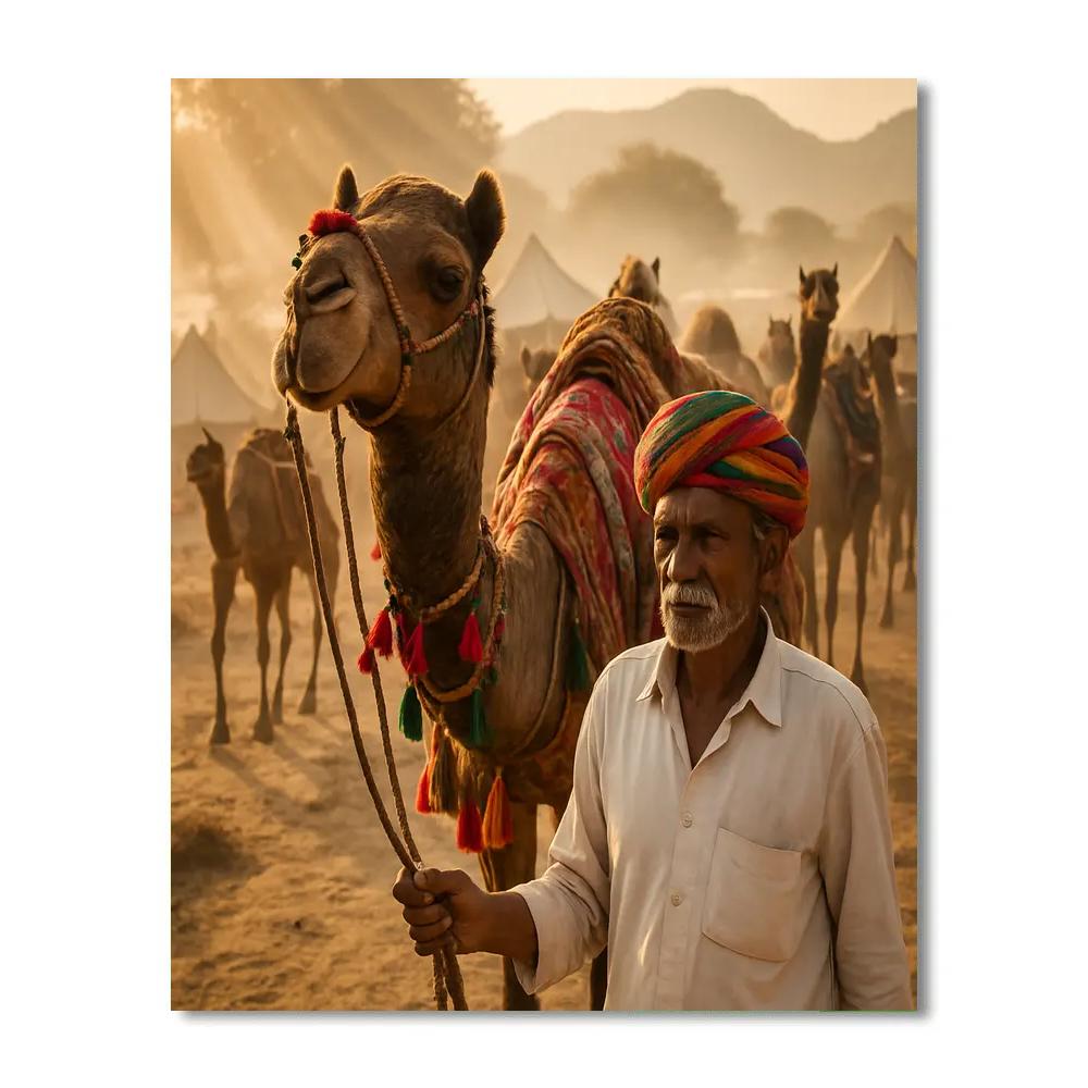 Pushkar Camel Fair Morning Dust Rajasthan Painting by numbers kit