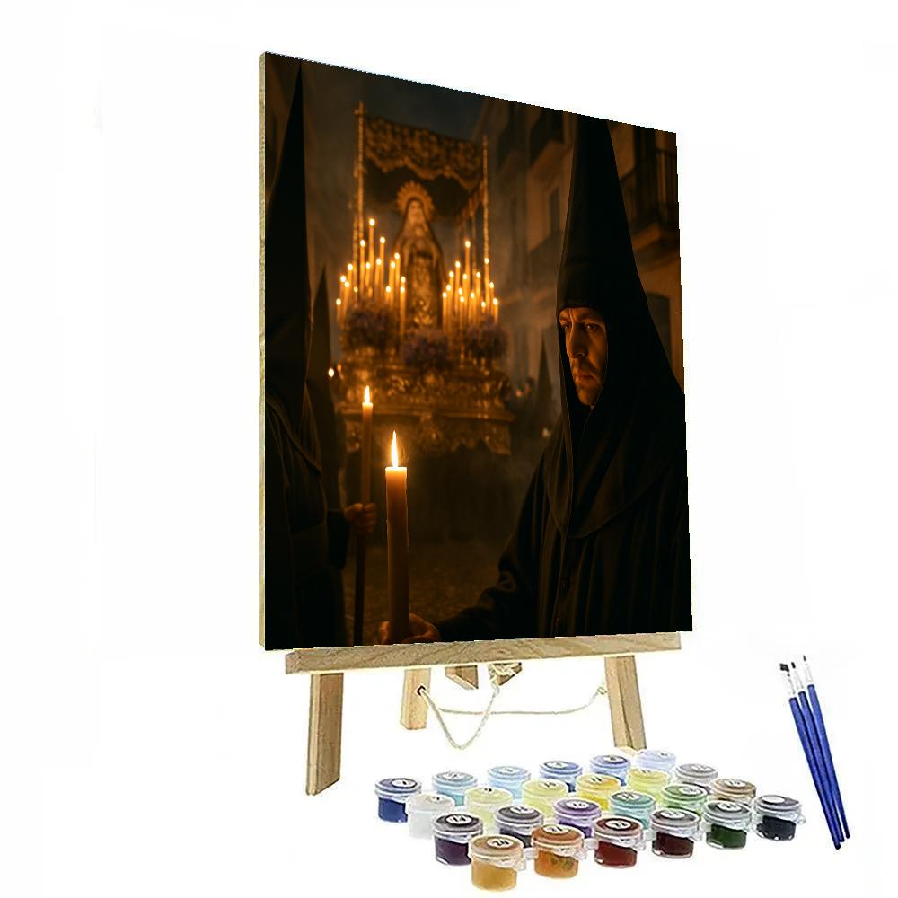 Semana Santa Procession Seville Candlelight paint by color