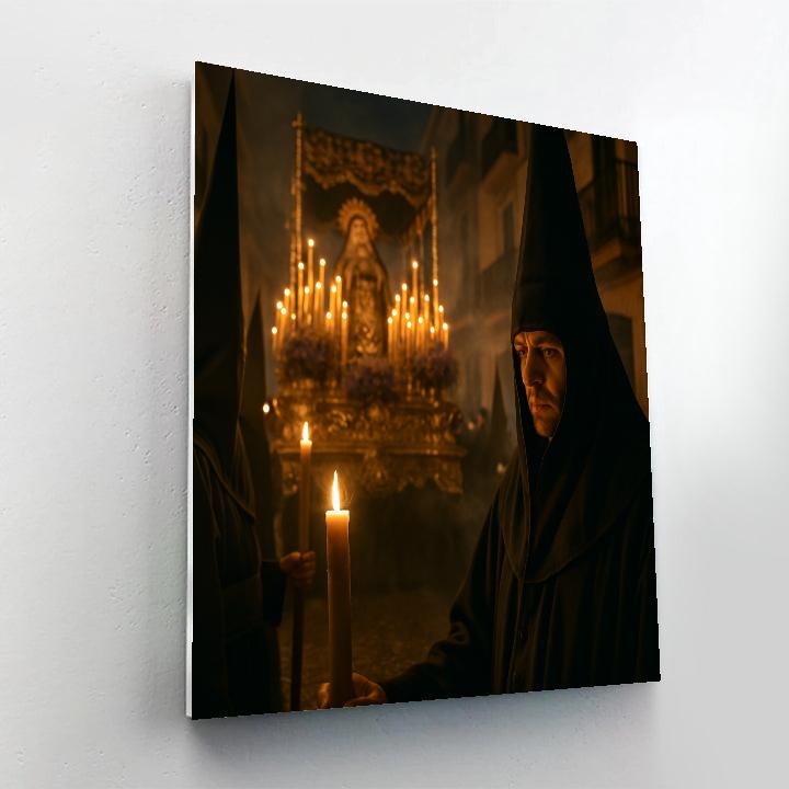 Semana Santa Procession Seville Candlelight paint by color
